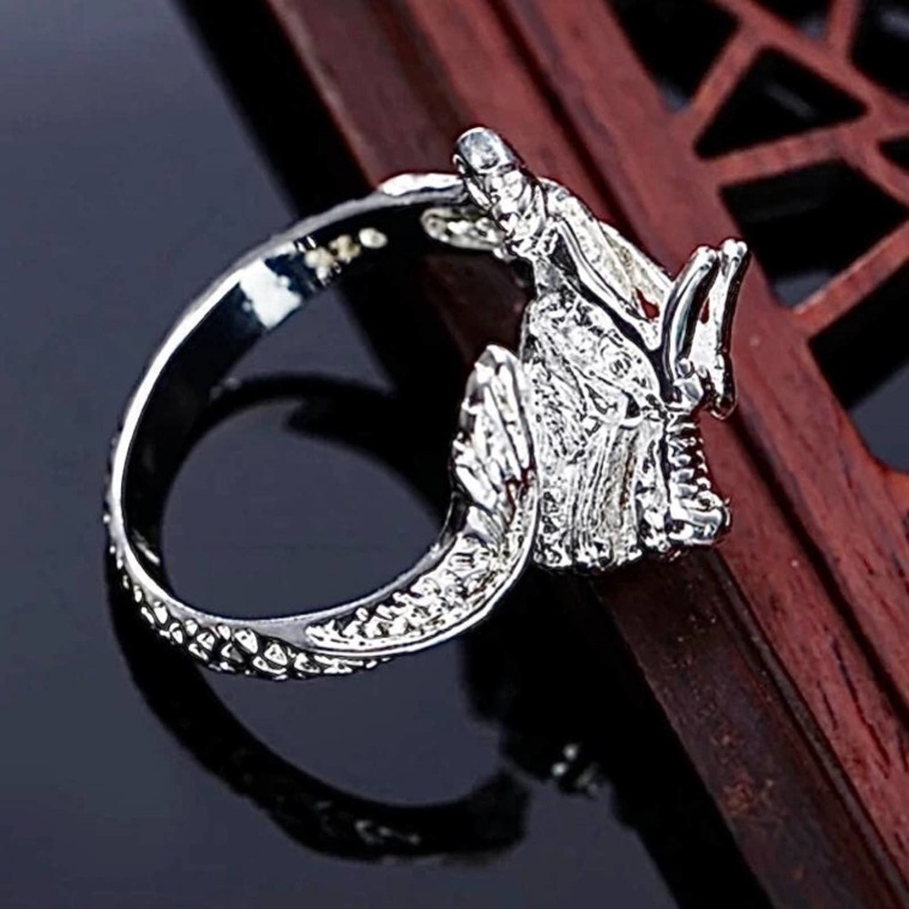 NEW STERLING SILVER DRAGON HEAD RING - Picture 4 of 8